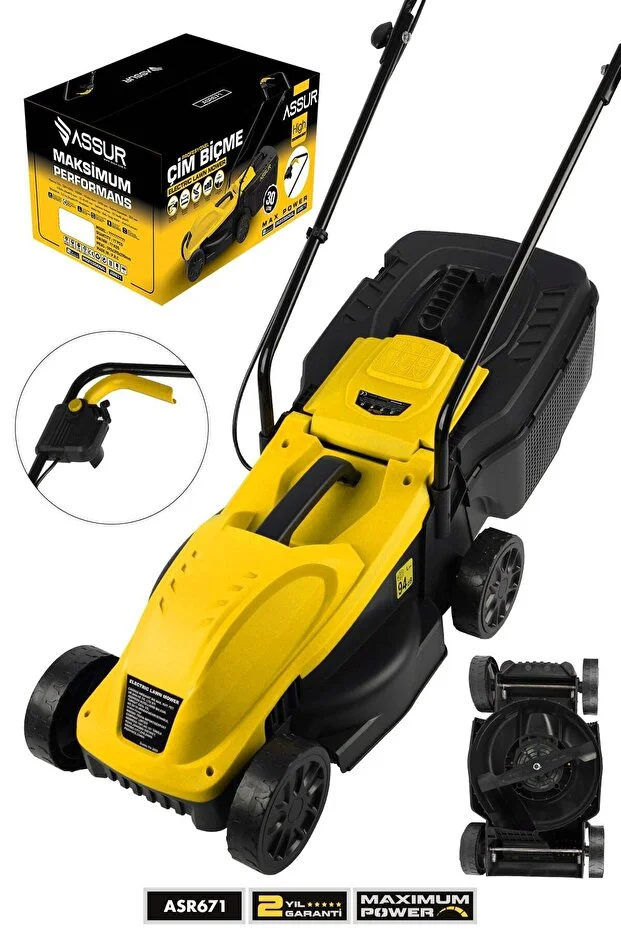 Toplama Torbalı Elektrikli Çim Biçme Makinesi